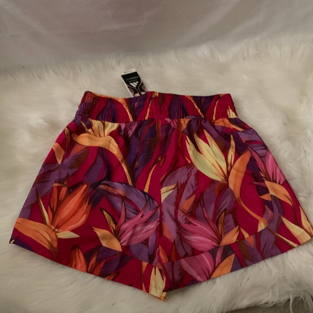 ADIDAS X FARM RIO Training Pacer Shorts in Bold Pink/Spring Yellow Sz MEDIUM - Picture 2 of 7